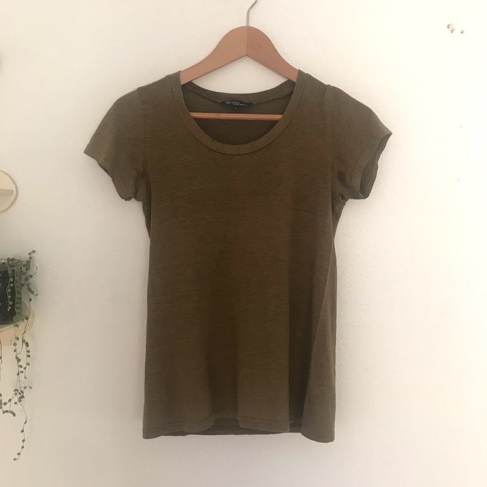 Olive green linen jersey tee